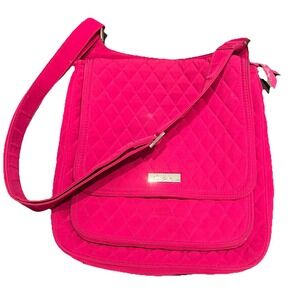 Vera Bradley Pink Quilted‎ Shoulder Bag 2 Large Sections 2 Pockets Adjustable